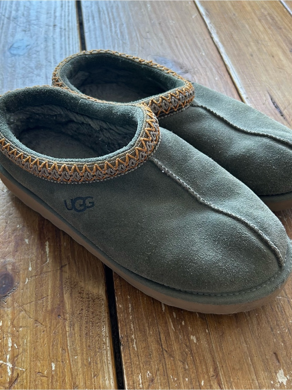 UGG Olive Green Suede Slip-On Loafers